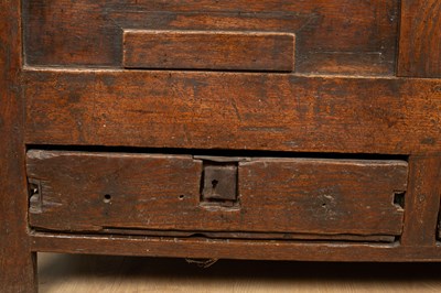 Lot 414 - An 18th century oak mule chest