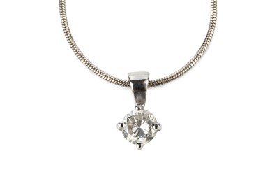 Lot 55 - A diamond single stone pendant, the round...