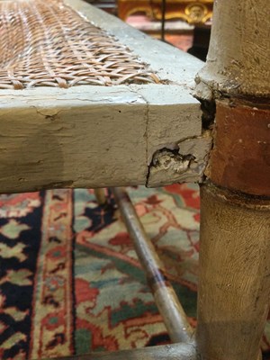 Lot 236 - A Regency painted faux bamboo open armchair...