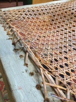 Lot 236 - A Regency painted faux bamboo open armchair...