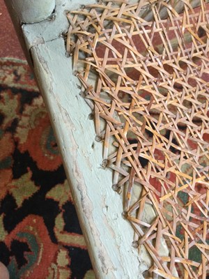 Lot 236 - A Regency painted faux bamboo open armchair...