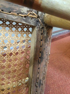Lot 236 - A Regency painted faux bamboo open armchair...