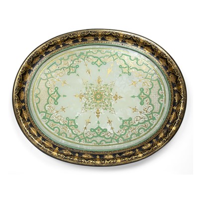 Lot 243 - A 19th century gilded papier mache oval tray...