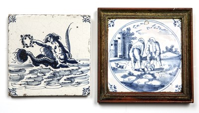 Lot 82 - A rare 17th century Dutch blue and white tile...