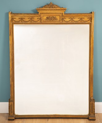 Lot 200 - A 19th century gilt overmantel mirror in the neoclassical style