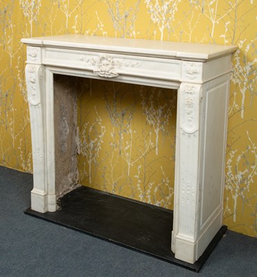 Lot 1341 - A contemporary white marble chimney piece