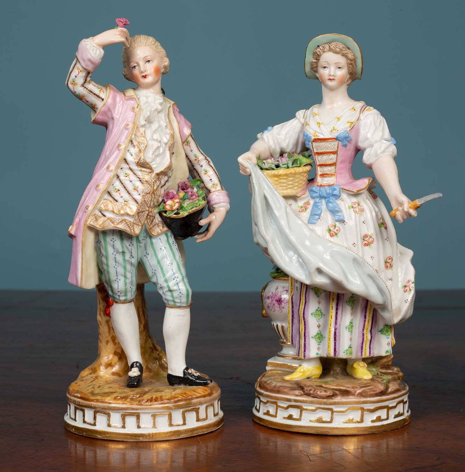 Lot 45 - Two Meissen STYLE porcelain courtly figures