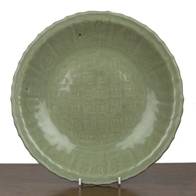 Lot 166 - Celadon charger Chinese, Ming period with a...