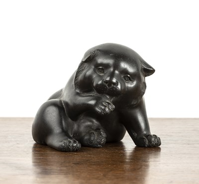 Lot 576 - Small bronze model of a puppy Japanese, Meiji...