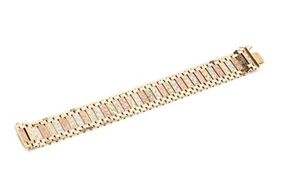 Lot 44 - A 9ct three colour gold bracelet, of...