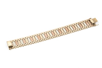 Lot 44 - A 9ct three colour gold bracelet, of...