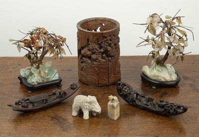 Lot 413 - Group of pieces Chinese to include a bamboo...