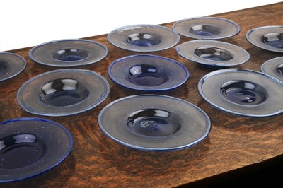 Lot 322 - Set of twelve handblown cobalt blue glass...