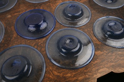 Lot 322 - Set of twelve handblown cobalt blue glass...