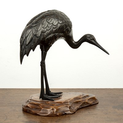 Lot 577 - Bronze model of a crane Japanese, Meiji period...