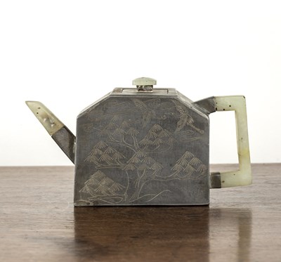 Lot 319 - Yixing and paktong teapot Chinese, 19th...