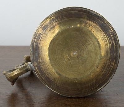 Lot 579 - Cairoware brass jug Egypt with copper and...