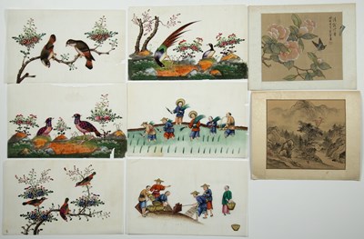 Lot 268 - Group of unframed rice paper studies Chinese,...