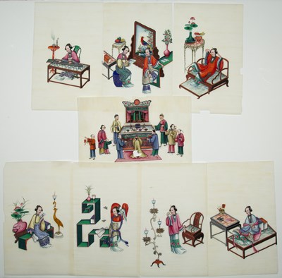 Lot 267 - Seven rice paper studies Chinese, 19th Century...