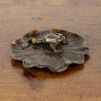 Lot 320 - Bronze lotus leaf shaped dish Chinese,...