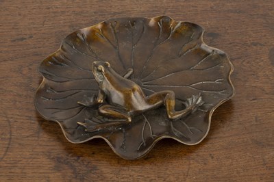 Lot 320 - Bronze lotus leaf shaped dish Chinese,...