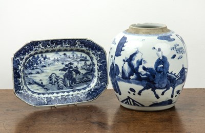 Lot 197 - Blue and white porcelain jar Chinese, 18th...