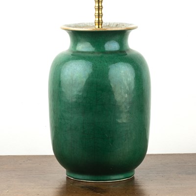 Lot 198 - Green crackleware vase/lamp Chinese, 19th...