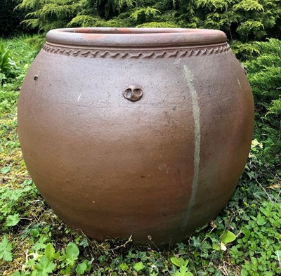 Lot 1277 - A large ovoid salt-glazed planter in the Oriental style