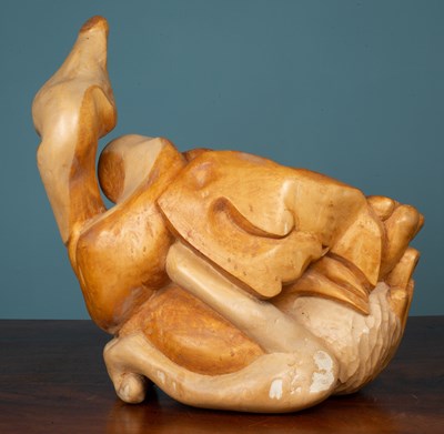 Lot 338 - 21st century English school carved wooden sculpture of two swans