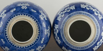 Lot 49 - Two similar blue and white ginger jars and...