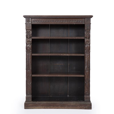 Lot 310 - A 19th century English oak open front bookcase...