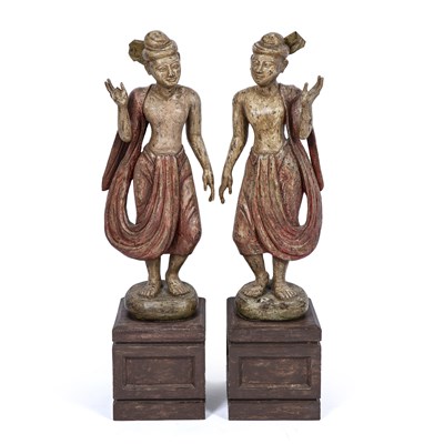 Lot 320 - A pair of 20th century carved and painted...