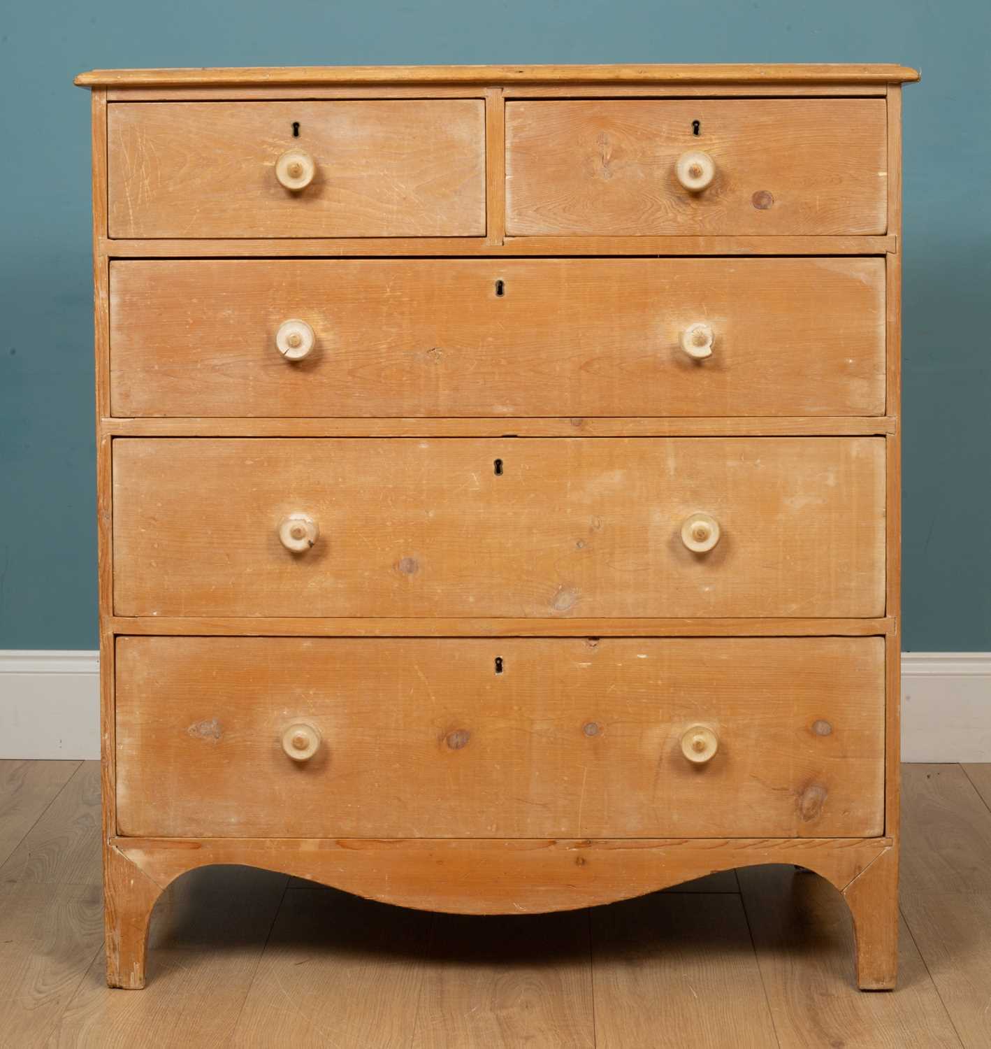 Lot 136 - A 19th century pine chest of drawers