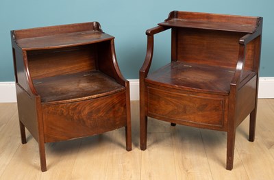 Lot 138 - Two 19th century mahogany commode stools