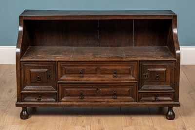 Lot 467 - An antique hardwood low chest