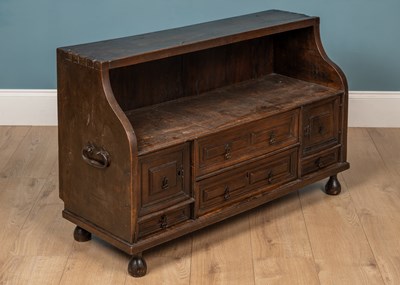 Lot 467 - An antique hardwood low chest