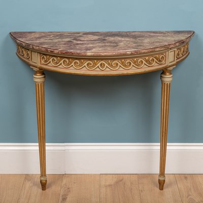 Lot 208 - A faux marble effect top console table