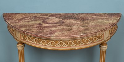 Lot 208 - A faux marble effect top console table
