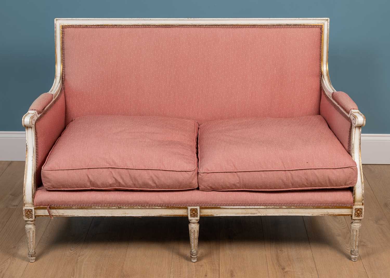 Lot 149 - A Georgian-style white painted beechwood settee