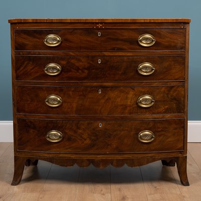 Lot 151 - A 19th century mahogany bow front chest of drawers