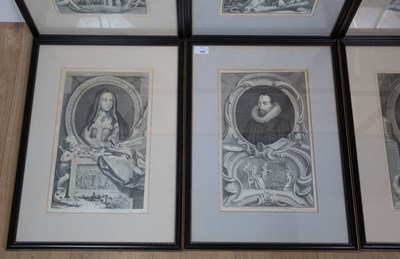 Lot 164 - A matched set of twelve 18th century portrait engravings