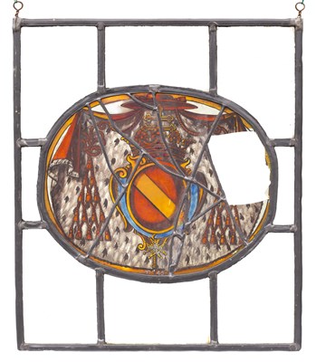 Lot 1242 - A square stained glass panel