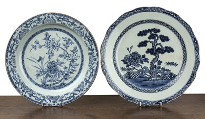 Lot 186 - Two blue and white porcelain chargers Chinese,...