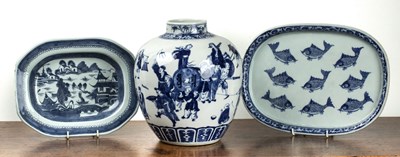 Lot 190 - Three blue and white pieces Chinese, 19th...