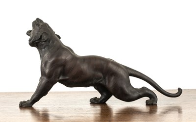 Lot 606 - Bronze model of a snarling tiger Japanese,...