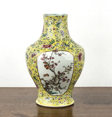 Lot 200 - Yellow ground enamelled vase Chinese, Republic...