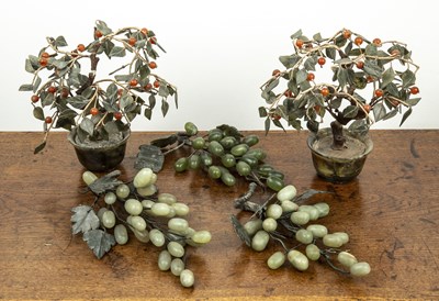 Lot 408 - Pair of hardstone model miniature trees...