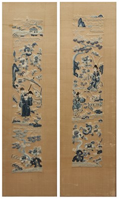 Lot 357 - Pair of embroidered panels Chinese, circa 1920...