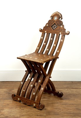 Lot 604 - Damascus mother-of-pearl inlaid chair Syrian...