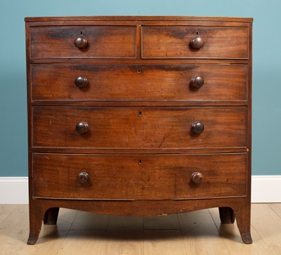 Lot 473 - A 19th century mahogany bow-fronted chest of drawers